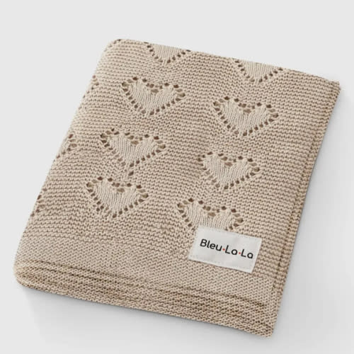 Bleu La La Cotton Heart Baby Blanket - Blissful Bundlz