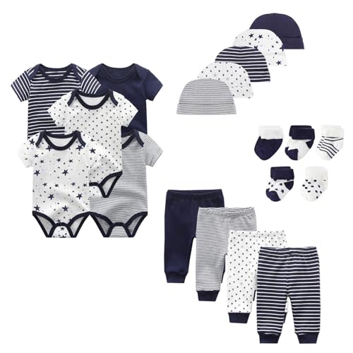 JELYLOVE Unisex Baby Boy Girl Layette Sets Bodysuits Pants And Accessories 19 Packs Comfort Infant Outfit New Born Essentials