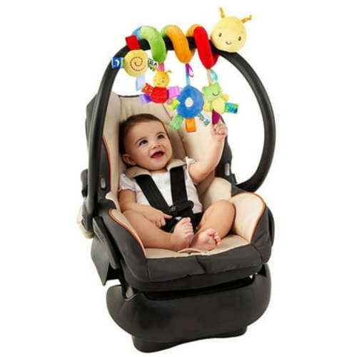 Spiral Car Seat & Stroller Activity Toy - Baby Sensory Toys Soft Hanging Toys for Babies 0-12 Months Boys Girls Carseat Crib Stroller, with Ringing Bell