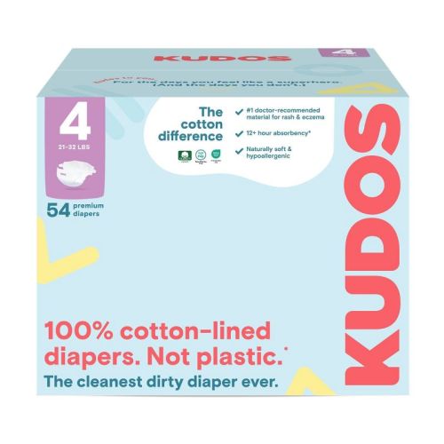Kudos Chlorine Free Cotton-lined Disposable Diapers - Size 1 - 76ct