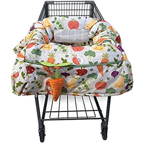 Boppy Shopping Cart and High Chair Cover | Multi-Color Farmers Market Veggies with Attached Plush Carrot Toy| 2-Point Safety Belt | Wipeable, Machine Washable | 6-48 Months