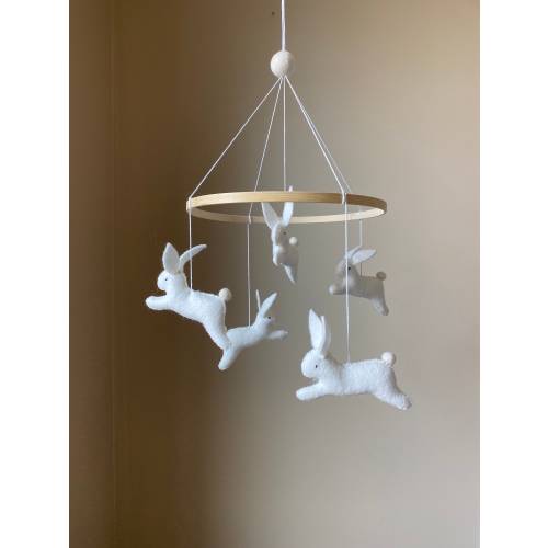 Bunny mobile/ woodland mobile/ felt Baby Mobile/ jumping bunny mobile/ bunny baby mobile/ Crib mobile/ Peter rabbit mobile/ nursery mobile
