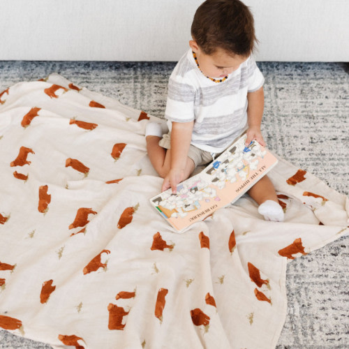 Saranoni Bamboo Rayon Muslin Swaddles - Highland Cow