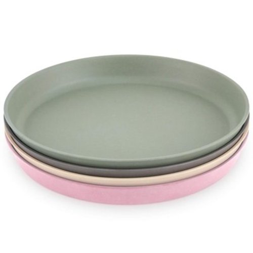 WeeSprout Bamboo Plates, Kid-Sized Bamboo Kids Plates, Dishwasher Safe Bamboo Plate for Kids, 4 pack