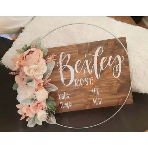 Pastel Hospital Door Hanger // Peach Coral Mauve Blush // Newborn Baby Girl Nursery Decor // Custom Personalized // Boho Name Sign Stats - Etsy