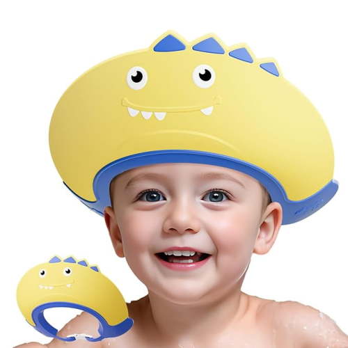 Baby Shower Cap Shield for Kids Bath Visor for Toddlers Shampoo Bath Bathing Hat Silicone Adjustable Visor Hat for Eye and Ear Protection for 1-9 Years Cute Shower Cap Makes the Baby Bath More Fun