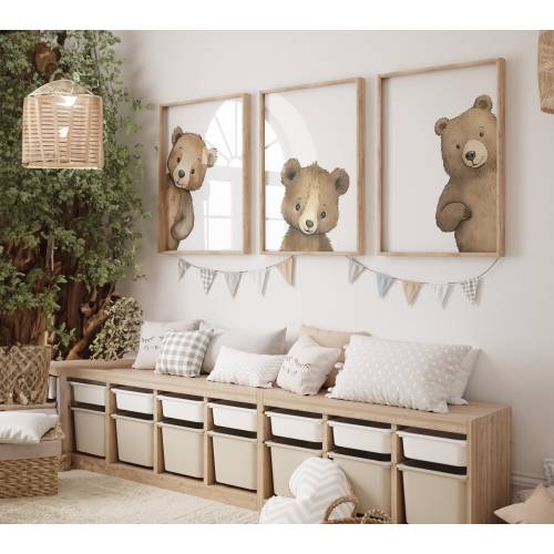 Peeking Bear Nursery Print, Peekaboo Bear Nursery Decor, Neutral Nursery Decor, Baby Bear Nursery Wall Art, Woodland Nursery Digital Prints