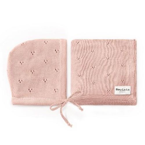 Luxury Organic Cotton Baby Swaddle Receiving Blanket + Hat Gift Set For Newborns And Infant Boys And Girls - Sugar Plum