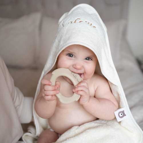 Personalised Baby Hooded Towel GOTS Organic Cotton
