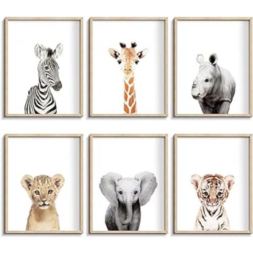 Nursery Baby Room Wall Art Decor, Jungle Nursery Baby Animals Nursery Decorations, Cute Nursery Safari Decor Baby Bedroom Decorate