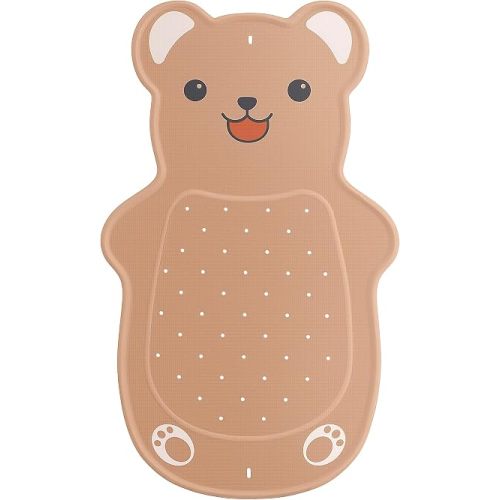 UNEEDE Kids Bathtub Mat Non Slip - Natural Rubber Baby Bath Mat for Tub, Cute Brown Bear Shape Toddler Bath Mat with 126 Suction Cups & 43 Drainage Holes, Soft & Machine Washable Bathroom Essentials