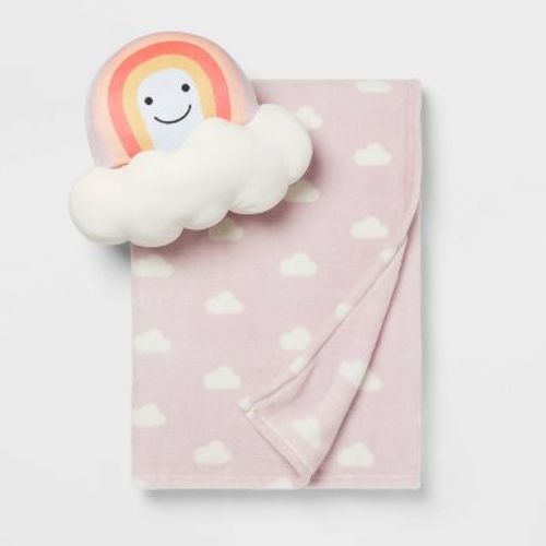 Rainbow Buddy Kids' Throw Pillow And Blanket Set - Pillowfort™: Fleece, Toddler, 50x60in, Oeko-tex Certified