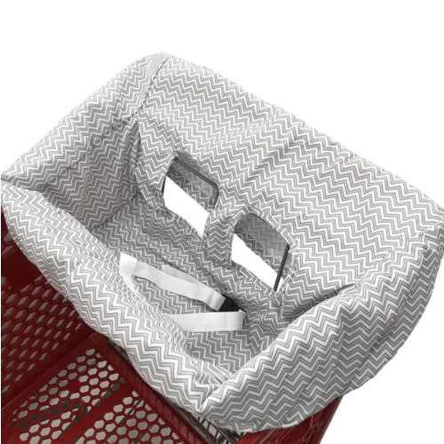 Portable Shopping Cart Cover, High Chair and Grocery Cart Covers for Babies, Kids, Infants & Toddlers, Attached Carry Bag (Gray Chevron)