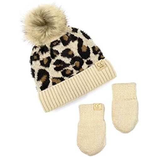 Funky Junque Cozy Infant Pom Pom Beanie & Fleece Lined Mitten Winter Set