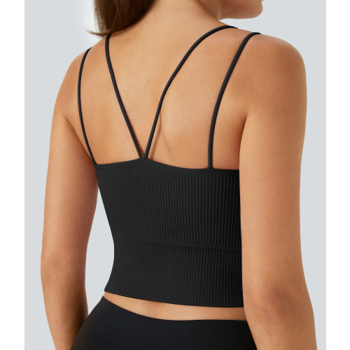 Seamless Flow Double Straps V Back Cropped Running Cami Top