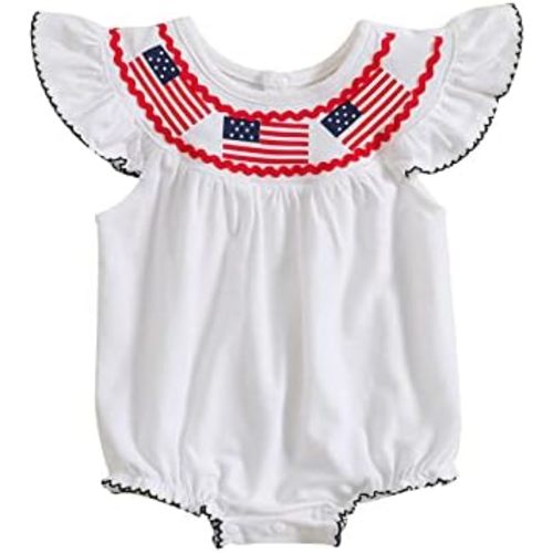 CM C&M WODRO Baby Girls 4th of July Onesie Romper American Flag Jumpsuit Infant Bodysuit Independence Day Patriotic Outfits