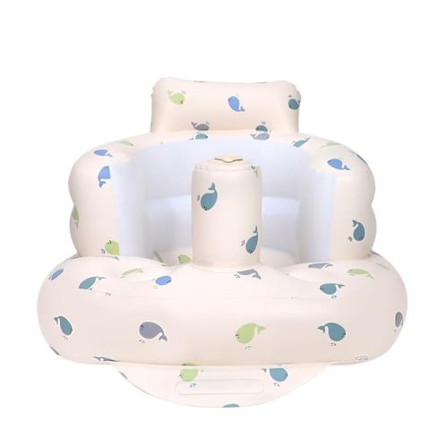 Inflatable Baby Chair, Baby Inflatable Seat for Babies 3 Months and Up Summer Inflatable Baby Seat for Sitting Up, Blow Up Baby Floor Seat with Built in Air Pump, Whale - Blue