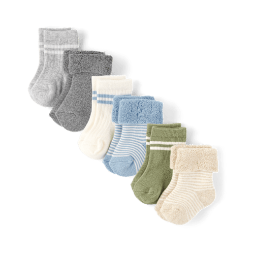 Baby Boys Striped Turn Cuff Midi Socks 6-Pack - Multi