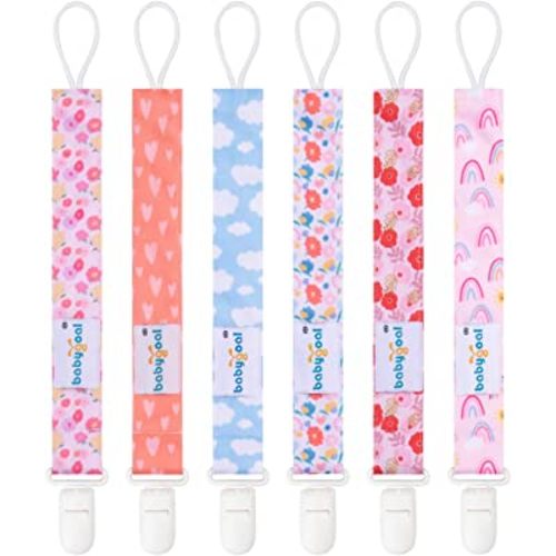 Babygoal Pacifier Clips, 6 Pack Pacifier Holder for Boys and Girls Fits Most Pacifier Styles & Baby Toys and Baby Gift 6PS36
