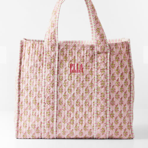 Block Print Quilted Oversized Tote