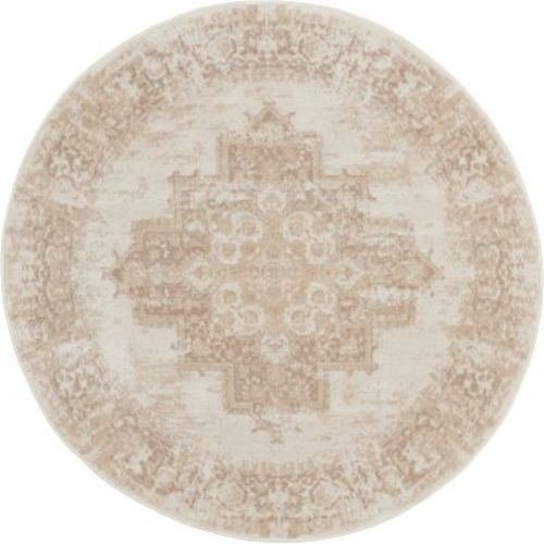 Nourison Grafix 5'3" X Round Ivory Beige Vintage Indoor Rug