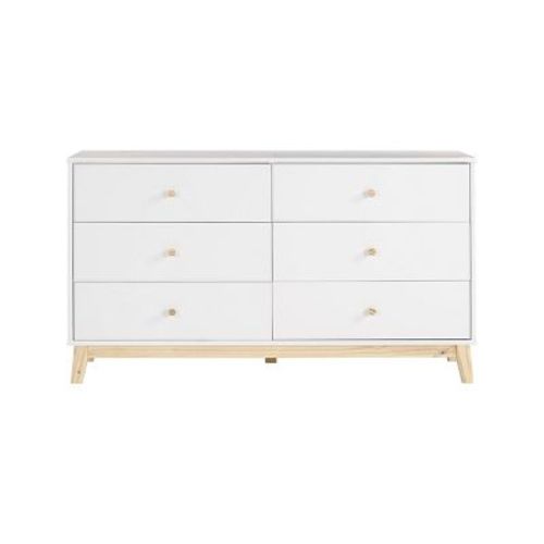 60" 6 Drawer Double Kids' Dresser - Alaterre Furniture: Bedroom Furniture, Mdf & Pine, White, Vertical, All Ages