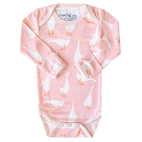 Copper Pearl Long Sleeve Bodysuit Baby: Ultra Soft Baby for Newborns, Boys, and Girls - Stylish, Comfortable, Overlap Shoulders, Premium Knit Fabric - 3-6 Months, Goosie
