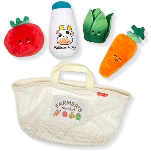 Melissa & Doug Multi-Sensory Market Basket Fill & Spill Infant Toy - Play Food Menus, Pretend Play Grocery Toys, Sorting And Stacking Toys, Multi-Sensory Toys For Infants And Toddlers Ages 1+