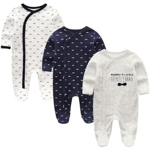 Baby Girls Boys Long Sleeve Printed Bodysuit Infant Foot Jumper Cotton One-Piece Romper 0-12 Months