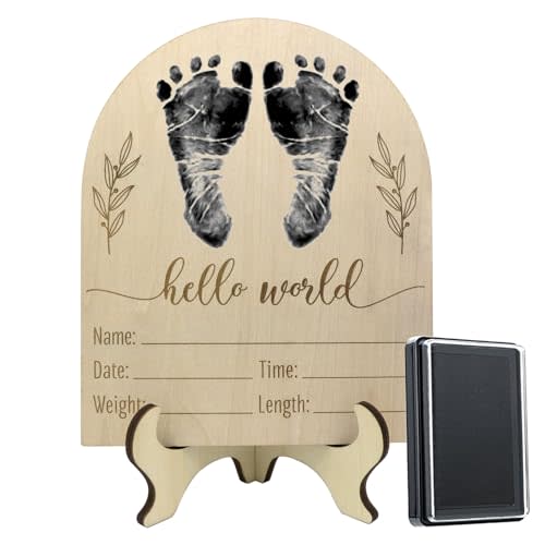Mayyi Newborn Birth Announcement Sign,Personalized Baby Announcement,Custom Engraved Wooden Baby Name Sign,Newborn Photo Props, Hello World Newborn Announcement for Hospital (BAS 01)