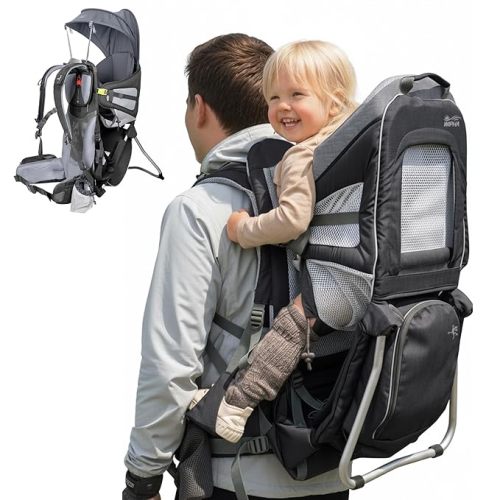 Wipha Baby Backpack Carrier - Lightweight Toddler Hiking Backpack Carrier, Adjustable Baby Carrier with Sunshade, Breathable Design, Large Storage, Travel & Camping (Green)