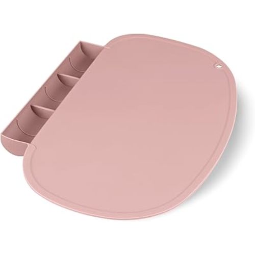 Silicone Placemat for Baby, Silicone Tablemats with Food Catching Pocket, Non-Slip Silicone Placemat for Restaurants Home Travel (Blush)