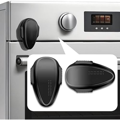 Oven Lock Child Safety (2 Pack), Cabinet Locks Baby Proofing, Baby and Child Proof Locks for Drawer Oven Stove Door, Upgrade Heat-Resistant Material, Easy to Install, No Toolf Need - Black