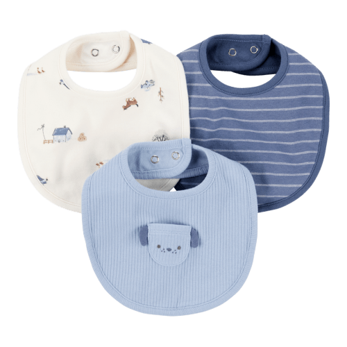 Blue/Ivory Baby 3-Pack Dog Bibs | Carter’s Oshkosh Canada
