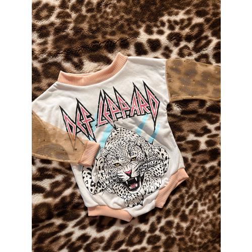 Def leopard  romper  / toddler clothing/ baby clothing/ goth / boho / trendy / sparkle/ handmade/ custom baby clothes