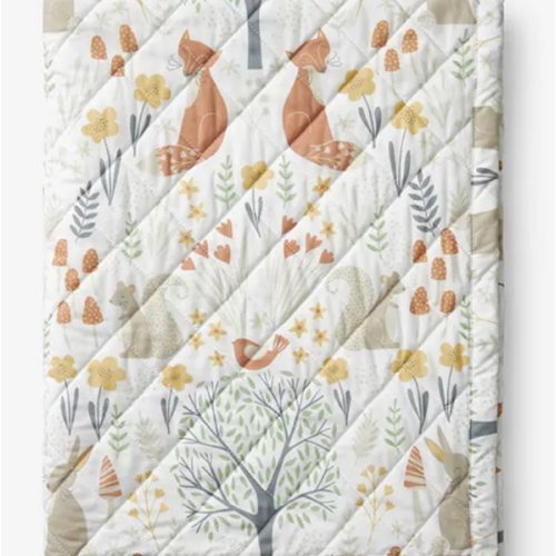 Forest Animals Classic Cool Organic Cotton Percale Quilted Reversible Sherpa Stroller Blanket