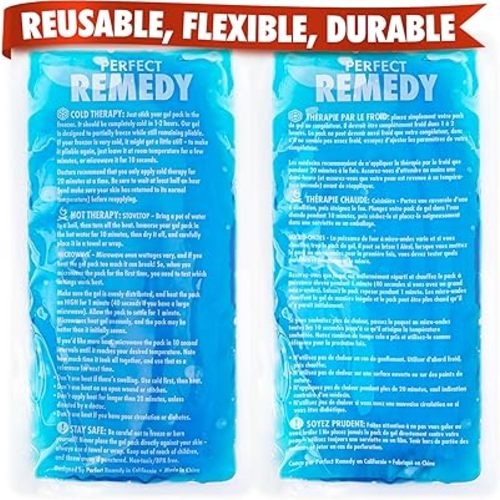 Perfect Remedy 2-Pack Gel Ice Packs for Injuries Reusable, Hot & Cold Pack that’s Durable, Soft & Flexible, Fast Relief & Recovery (Blue, Reg 2PK)