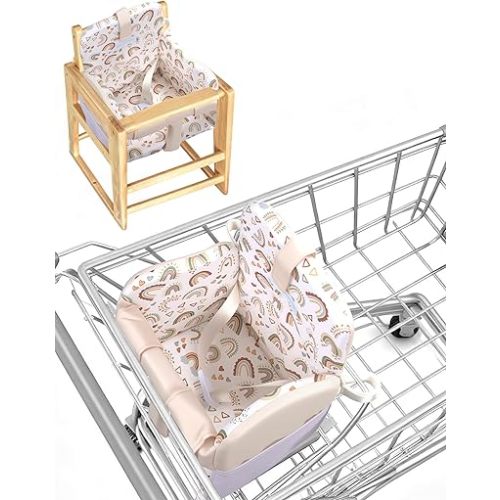 Shopping Cart Cover for Baby Girl and Boy, High Chair Cover for Restaurant, Padded Grocery Cart Seat Cover & Swing Insert for Infant & Toddler, Durable Machine Washable (Cream)