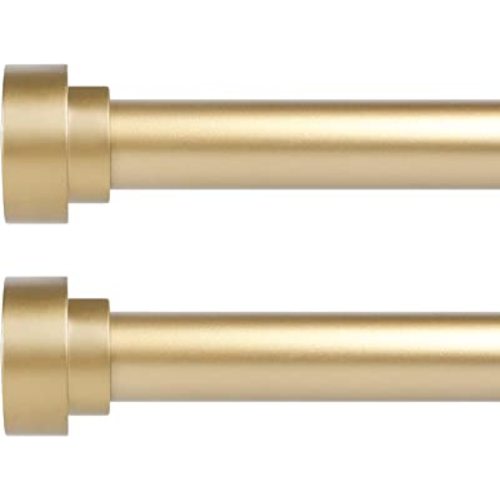 2Pack Gold Curtain Rods for Windows 48 to 84 Inch(4-7ft),1” Diameter Heavy Duty Curtain Rods,Adjustable Curtain Rod,Modern Decorative Drapery Rods,Telescoping Window Curtains Rod 36-88",Brass Gold