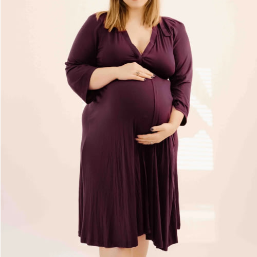 Lila Labor & Postpartum Gown in Plum