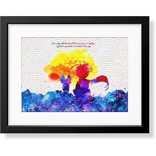Uhomate The Little Prince Fox Le Petit Prince Little Prince Home Canvas Prints Wall Art Inspirational Quotes Wall Decor Living Room Bedroom Bathroom Artwork C044 (11X14)