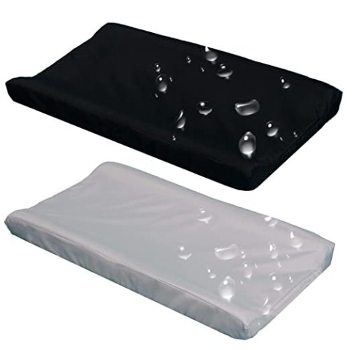 2 Pack Waterproof Changing Pad Cover, Soft Microfiber Diaper Change Table Sheets for Baby Boys and Girls, Fit 32" x 16" Changing Pad, Machine Washable Durable, Black & Light Grey