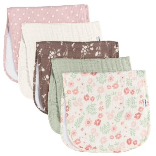 Gerber Baby Muslin Burp Cloths, 5-Pack, Color: Floral, Size: one size
