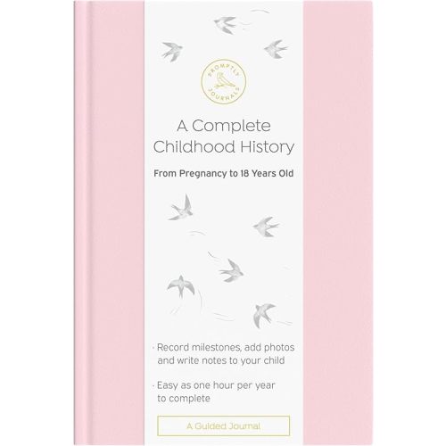 Promptly Journals, A Complete Childhood History: From Pregnancy to 18 Years Old (Blush Pink, Leatherette) | Baby Book and Pregnancy Journal | Baby Memory Book