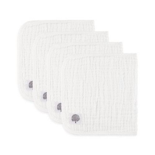 Parker Baby 4 Pack Muslin Cotton Burp Cloths - White