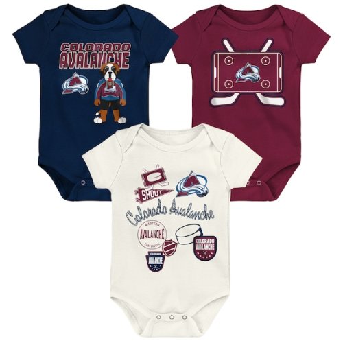 Infant & Newborn Colorado Avalanche Outerstuff Littlest Player Three-Pack Bodysuit Set