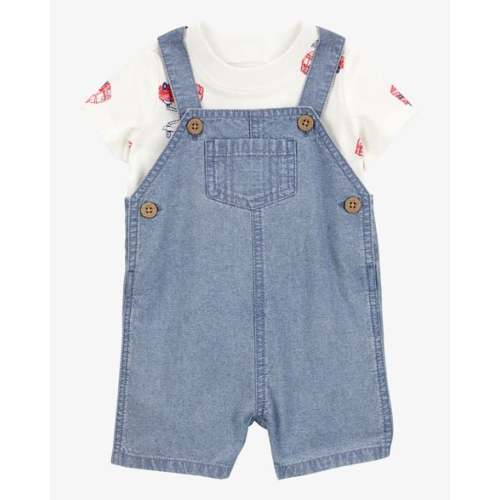 Baby 2-Piece Fire Truck Tee & Shortall Set - Grey - Carter's | Carter's