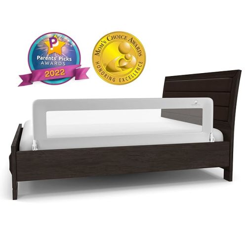 ComfyBumpy 1-Pack Bed Rail for Toddlers 55.5" L x 19.5" H | Toddler Bed Rails for Twin, Full, Queen & King Mattress Size | Swing Down Rail Guard | Mattress Side Rail for Kids | Gray