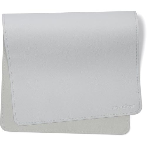 Ava + Oliver Vegan Leather Baby Changing Mat (16 X 30 in) - Multipurpose Wipeable and Portable Diaper Mat - Foldable for Travel (Blue)