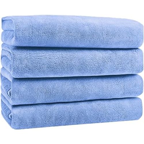 GraceAier Ultra Soft Bath Towels 4 Pack (28" x 56") - Quick Drying - - Microfiber Coral Velvet Highly Absorbent Towel for Bath Fitness, Bathroom, Sports, Yoga, Travel